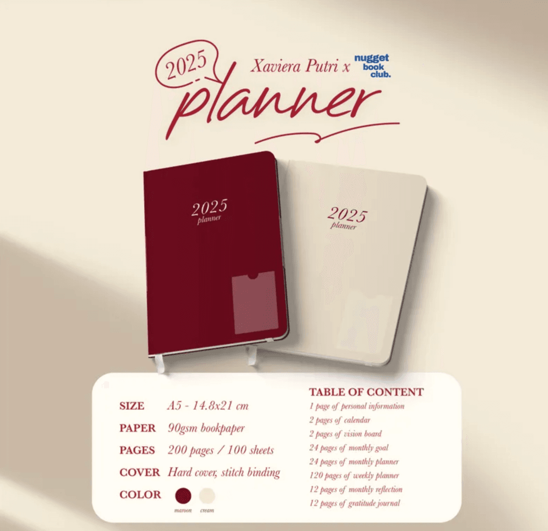 2025 Digital Planner - Xaviera Putri x Nugget Book Club - Dated Monthly Weekly Vision Gratitude Journal